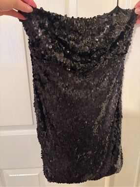 Urban Outfitters Black Sequin Sleeveless Slip Dress